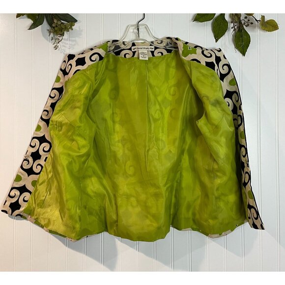 David Brooks Blazer Womens Size M Beige Green Black Geometric Pattern - Picture 6 of 16